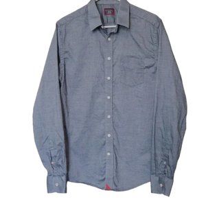 UNTUCKit Button Up Shirt Mens Medium Blue Solid Slim Fit Cotton Long Sleeve